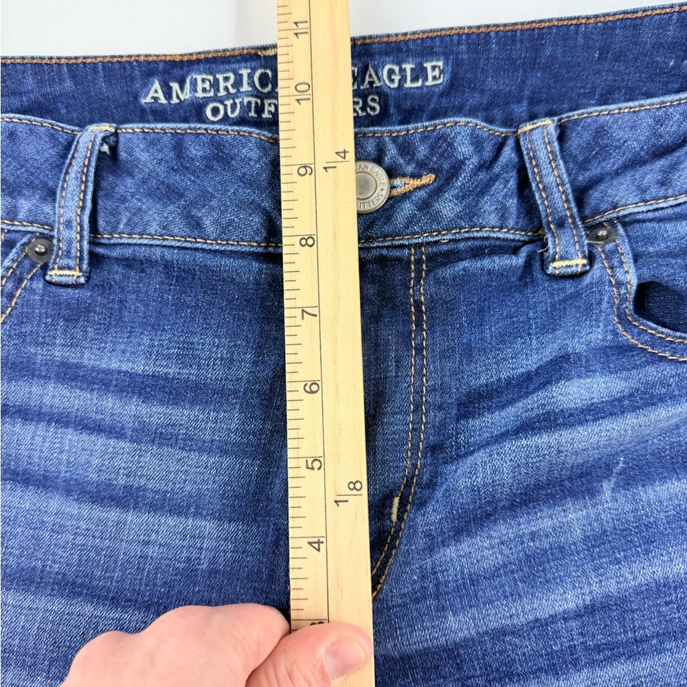 American Eagle Shortie Jean Shorts Size 14 Short – Raw Hem Mid Rise - Picture 3 of 10